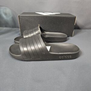 Adidas Adilette Cloudfoam Aqua Slides Mens Size 11 Triple Core Black F35550